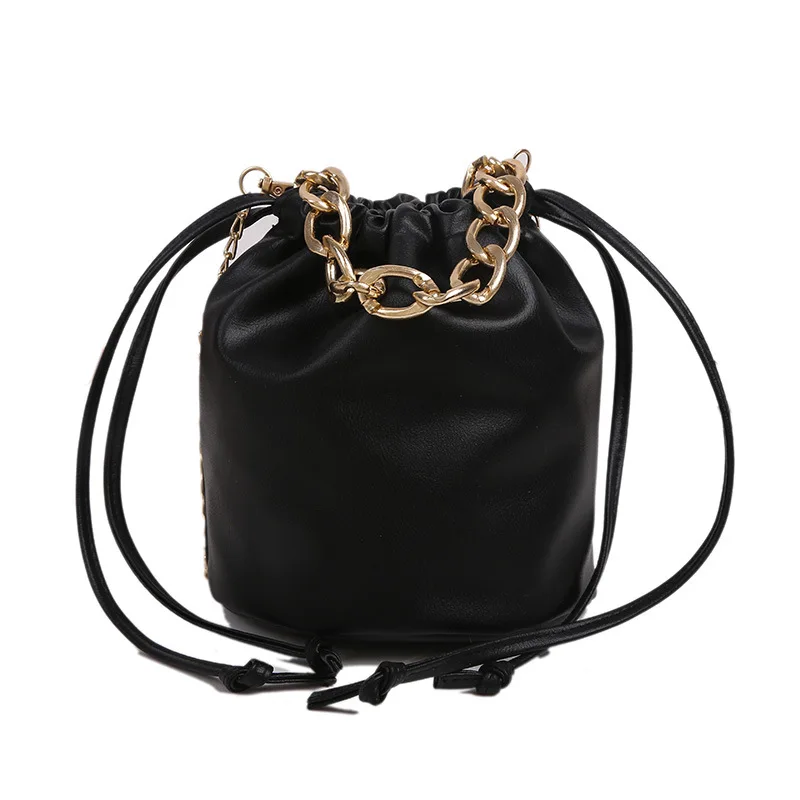

Popular Mini Women'S Shoulder Bags PU Solid Color Chain Female Bucket Bag Fashion Phone Cosmetics Ladies Messenger Bag 2021 New