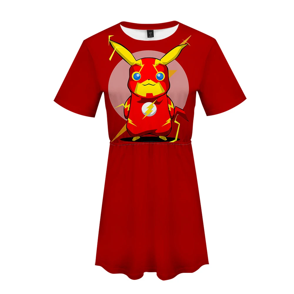 Pokemon Dress sexy suit Hot 2 Short Sleeve dress High Quality Casual for women streetwear plus size | Женская одежда