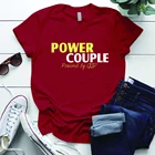 Футболка женская с надписью POWER COUPLE, подарок на день Святого Валентина, лето забавная футболка с коротким рукавом
