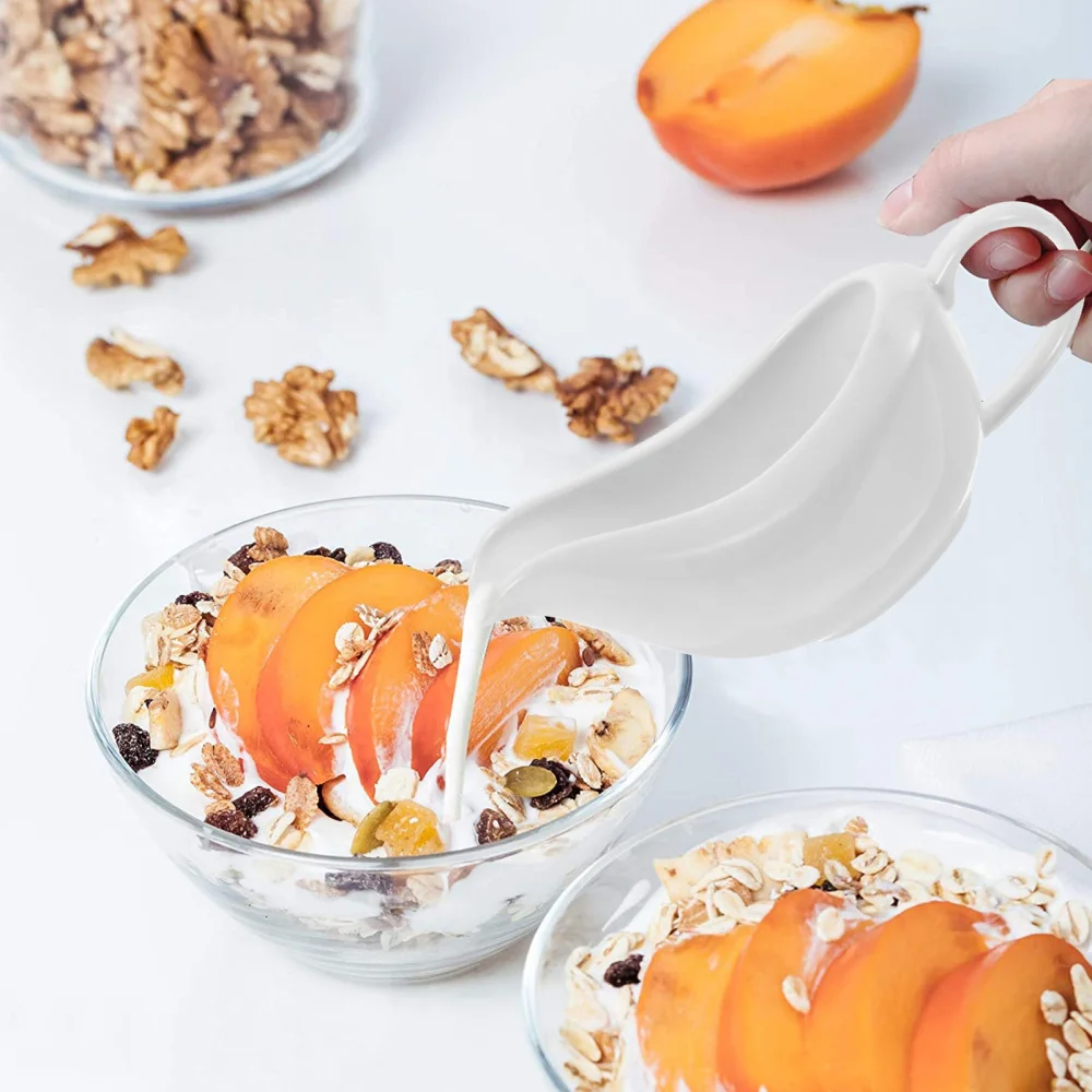 

2Pcs Ceramic Gravy Boats White Container Porcelain Sauce Boats Tableware