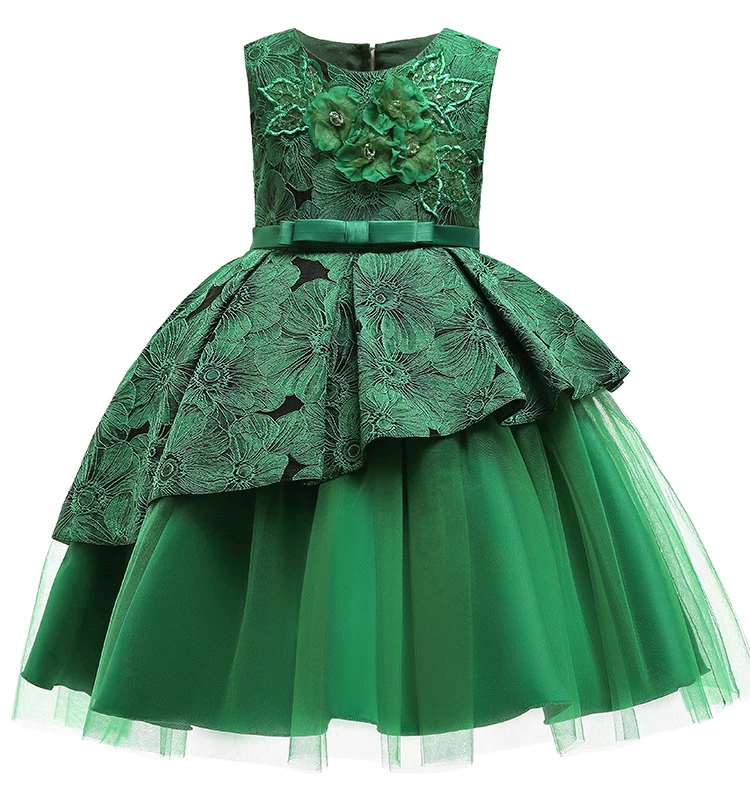 Formal Backless Dress Elegant Kids Dresses For Girls Clothing Layered Wedding Girl Dress Gown Wedding Party Princess Dress