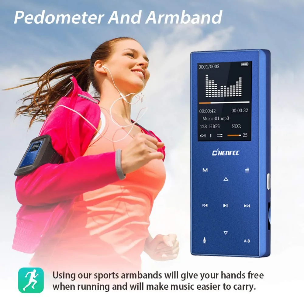 CHENFEC C12 MP3 плеер с Bluetooth 4,0 Встроенный 8 Гб динамик музыкальный плеер Поддержка FM радио Запись Иврит Русский