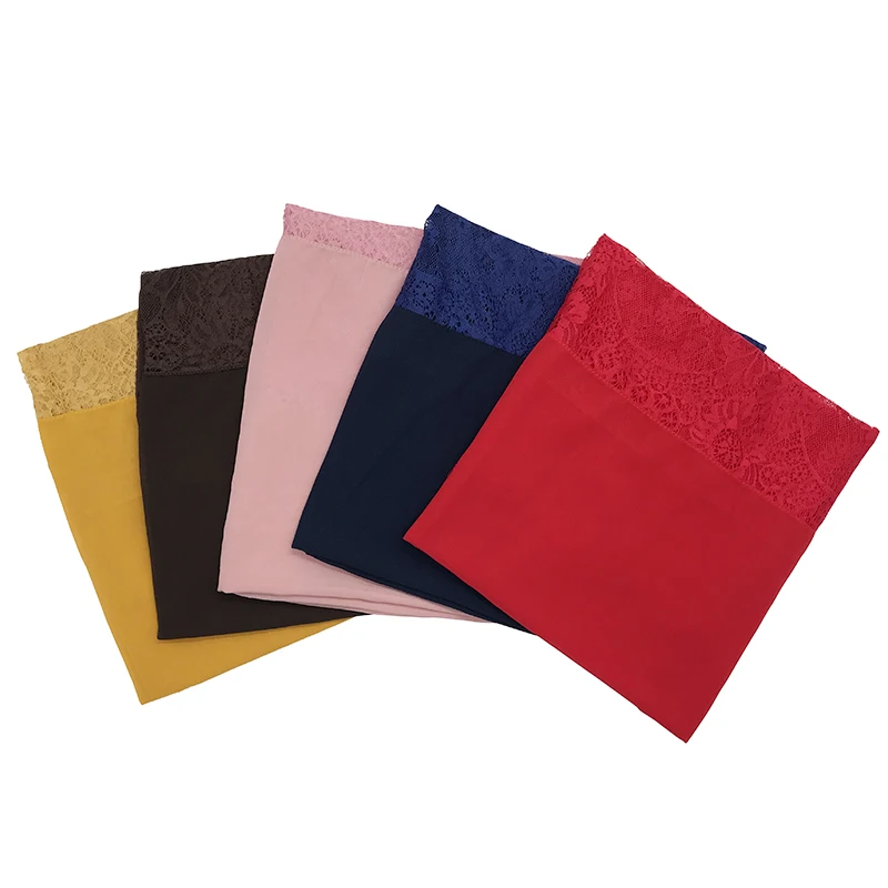 Новинка двухсторонний шифоновый шарф хиджаб с кружевом простые Макси шарфы и