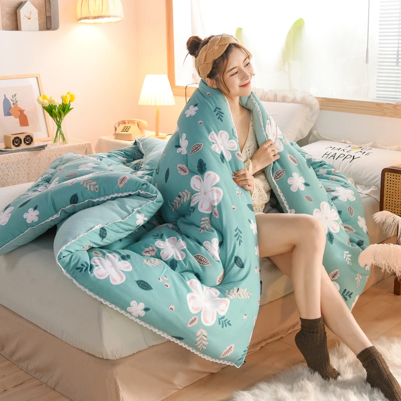 

High quality Soft thick Warm Quilts Bedroom Supplies fiber filling Quilts Adults single/Double Bedding Comforter Blanket Duvets
