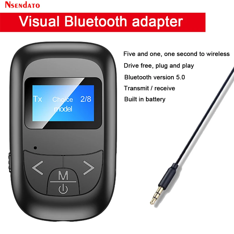 Фото Bluetooth-адаптер со светодиодный ным экраном bluetooth 5 0 музыкальный передатчик