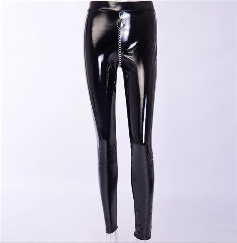 

High Waist Pencil Pant Women Faux Leather PU Long Trousers Casual Sexy Shiny Tight Exclusive Fashion Party Woman's Pants Black