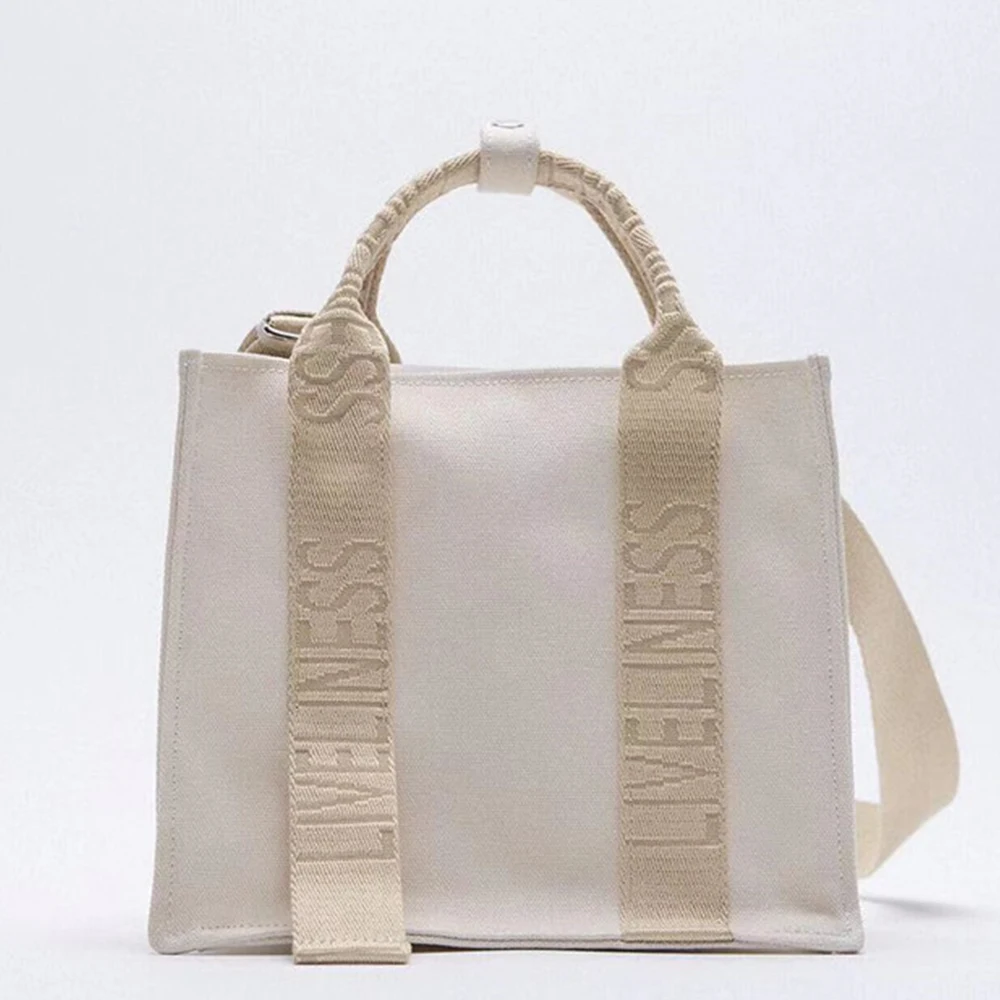 

Брендовая Холщовая Сумка-тоут для женщин, повседневные сумки-шопперы с надписью для женщин, дизайнерская сумка через плечо 2021, Маленькая же...