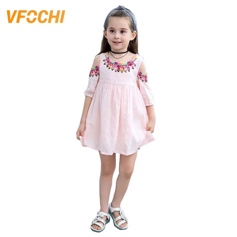 Новые платья для девочек VFOCHI летняя вечерние чная Одежда с рукавом до локтя
