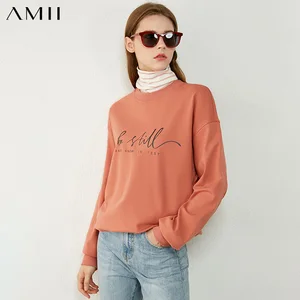 Amii минимализм, Осень-зима, корейский стиль, модная толстовка с капюшоном, Женская толстовка с буквенным принтом, женские топы, 12030252