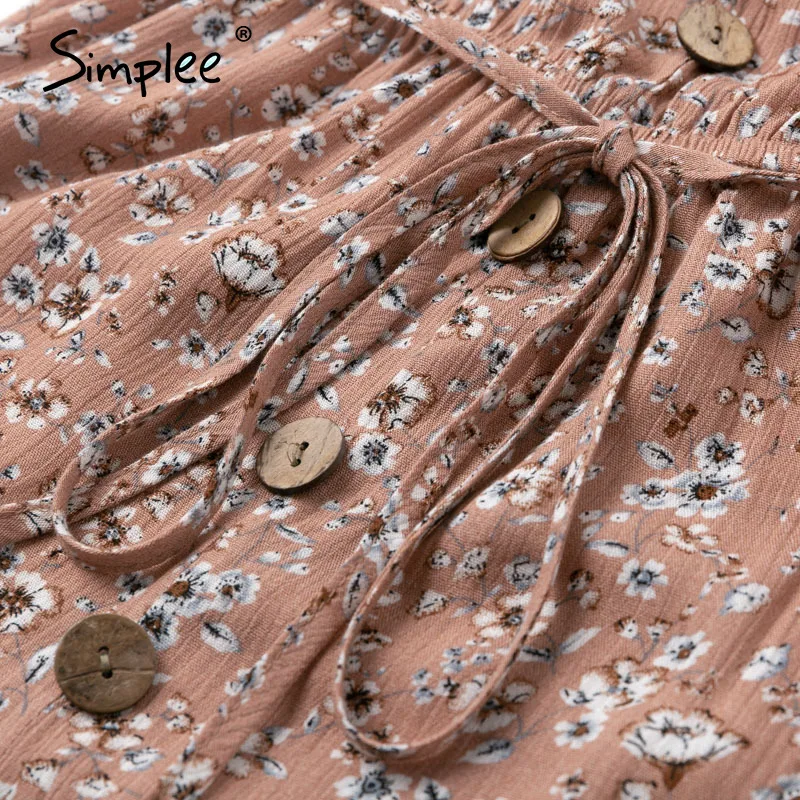 Simplee летнее платье с открытыми плечами цветочный принт Гофрированный Пояс