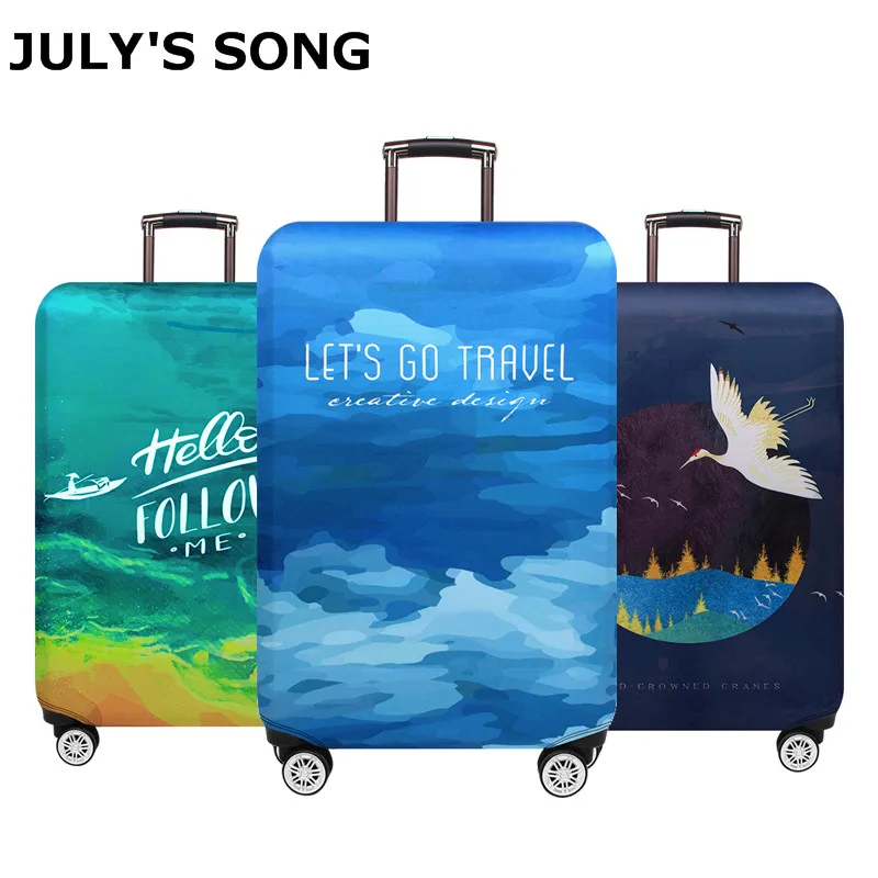Защитный чехол для багажа JULY'S SONG, эластичный защитный чехол для чемодана на колесиках 18-32 дюйма