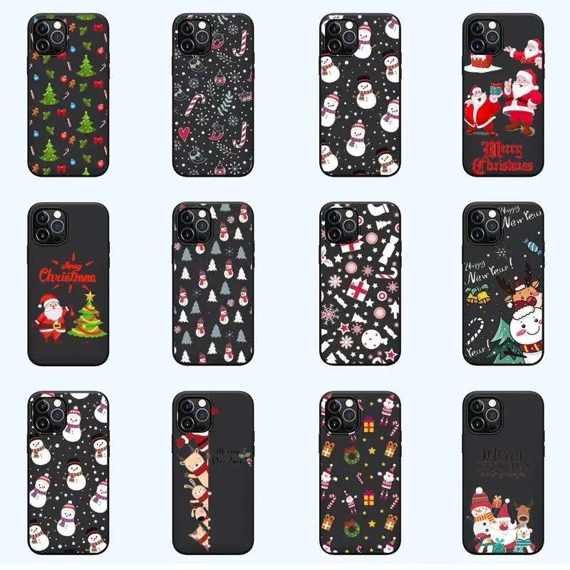 

Christmas new Year happy Cartoon Phone Case For iPhone 13 12 11 mini pro XS MAX 8 7 6 6S Plus X SE 2020 XR