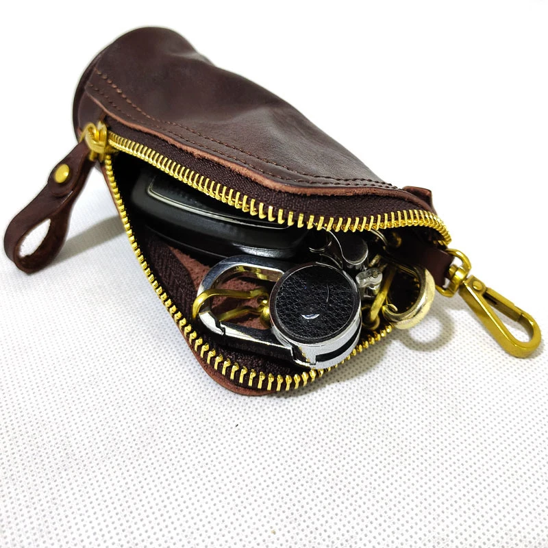 

2019-2020 New Hand-made Vintage Hand-grabbing Pattern Key Case, Inner Copper Keychain, First Layer Cowhide Car Key Cover