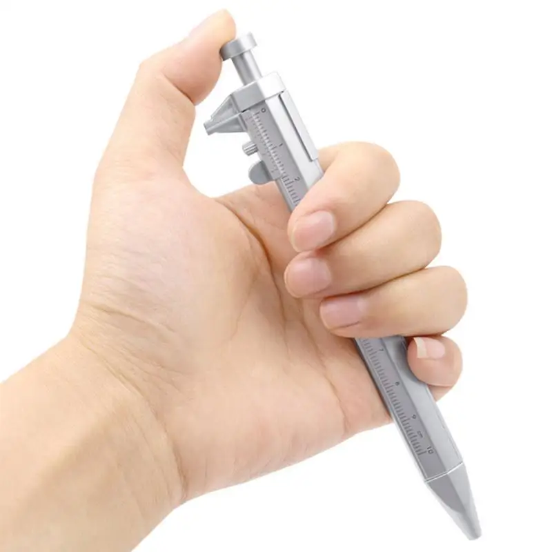 

Vernier Caliper Tool Ballpoint Pen Silver Vernier Caliper Multifunction Pen Student Creative Gifts Marker Pen 0-100mm Hand Tools