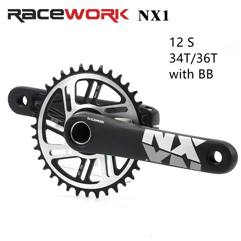 Buy Aluminum Alloy Mountain Bike Bicycle Crankset 34T/36T Disc Hollow Integrated Crank MTB 12 Speed Positive And Negative on
