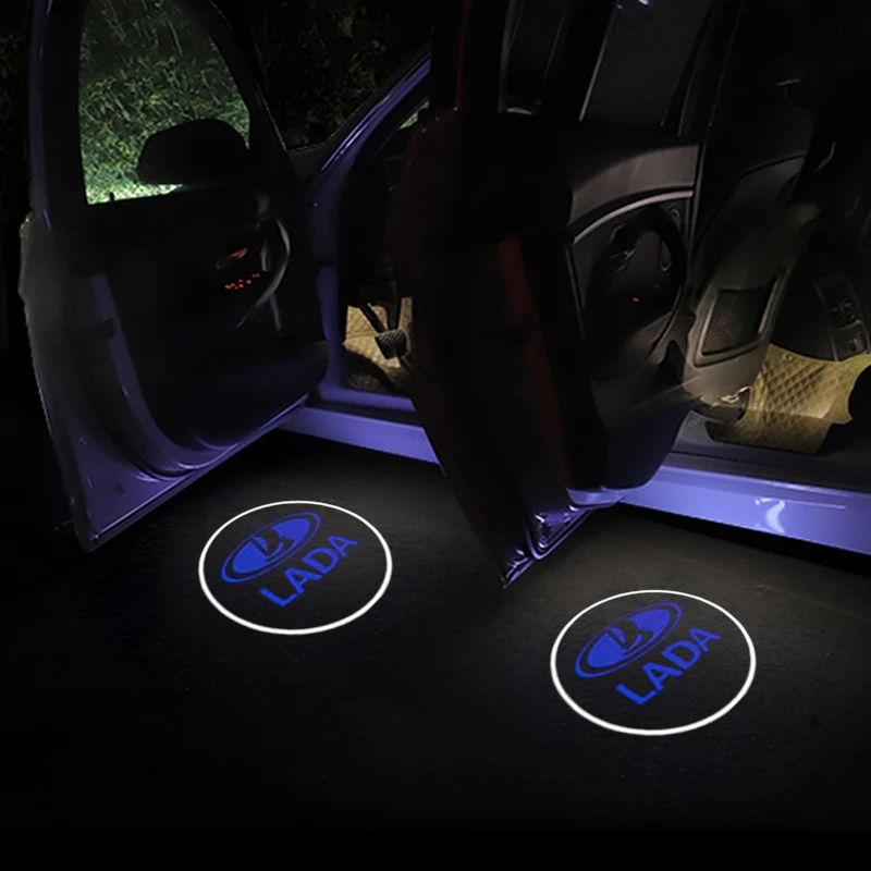 

2pcs Car Logo Door Welcome LED Light Lamp Wireless For Lada Granta Xray Vesta Kalina Largus Priora Niva 2110 Xray Tavria Estate