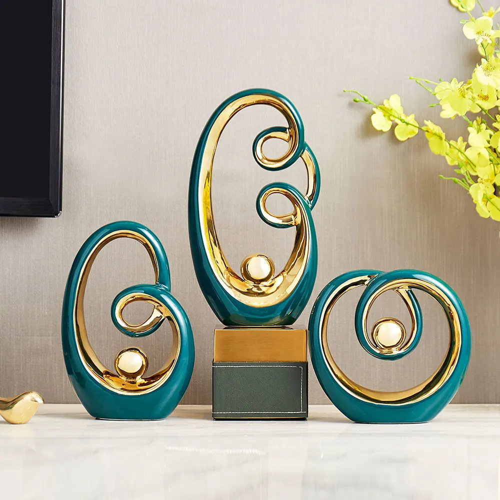 

Ceramic Abstract Sculpture Adorns Exquisite Handicrafts Home Decoration Accessories Modern Kawaii Resin Flatback Turquoise Home