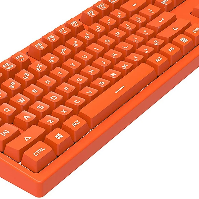 

White Backlit Mechanical Feel Membrane Gaming Keyboard, Wired 104 Keys for Gaming Office and Typing