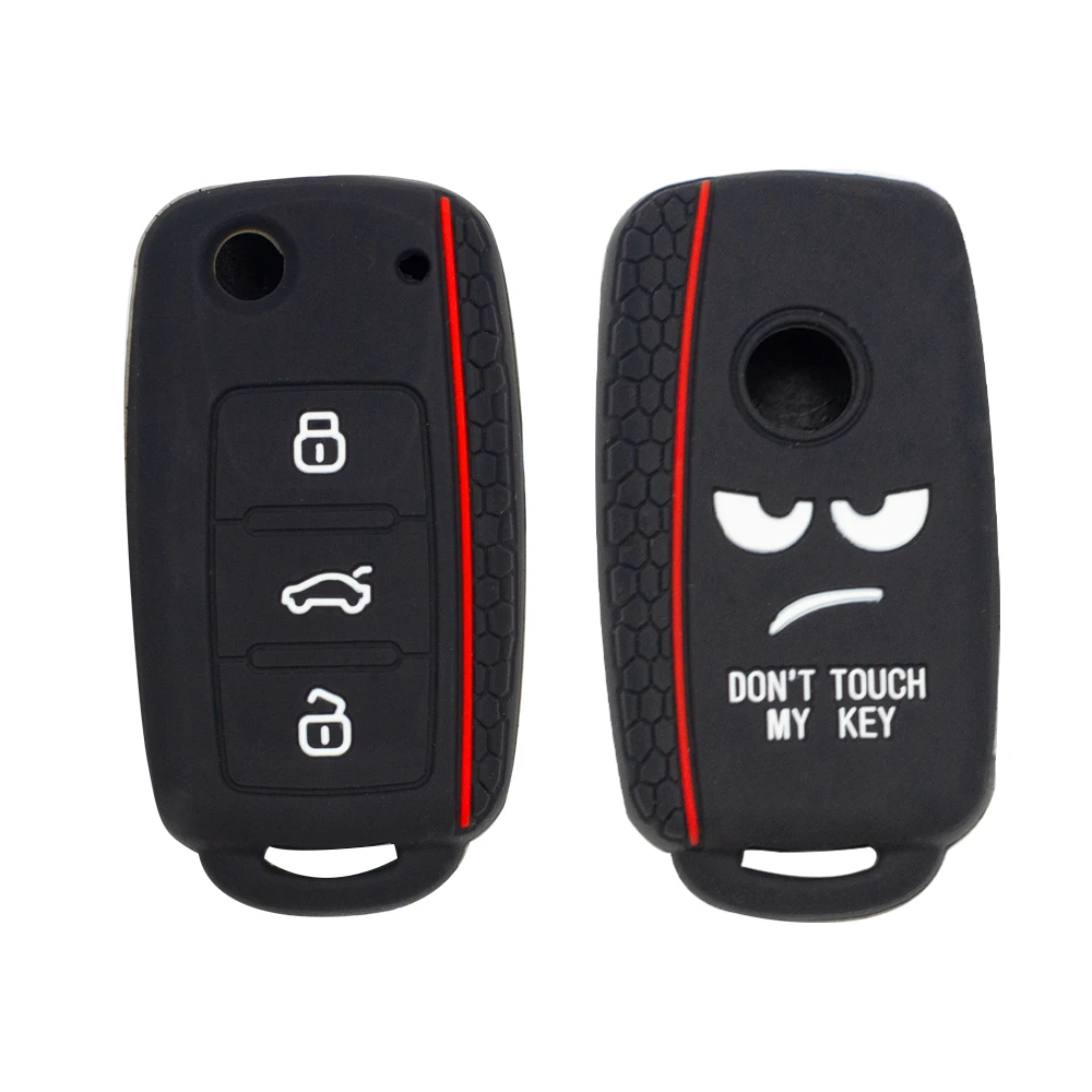 

2021 Silicone Car Key Case For VW Volkswagen Polo Golf Passat Beetle Caddy T5 Eos Tiguan Skoda A5 SEAT Flip Remote Cover