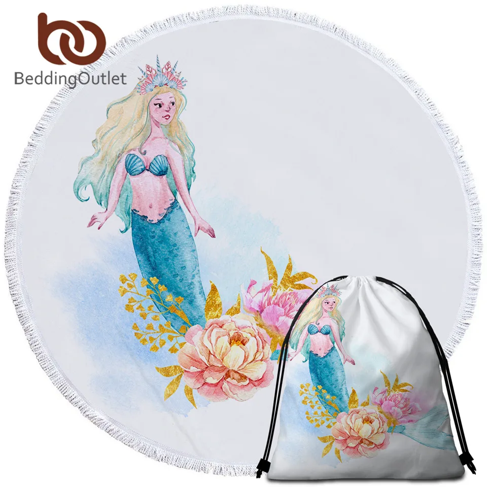 Постельное белье Русалка круглый пляжное полотенце принцесса микрофибра