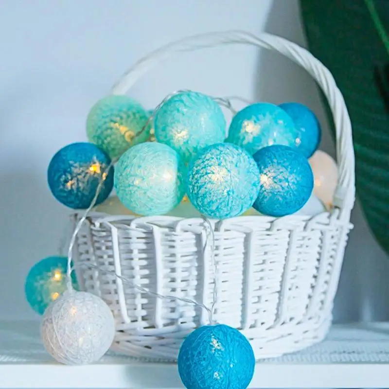 Светодиодная гирлянда из хлопка с шариками 10/20 светодиодов сказочный свет для