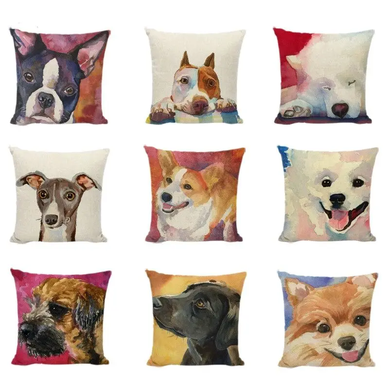 

Lovely Greyhound Cushion Covers Black And White Bulldog Throw Pillow Cases Home Decor Cute Samoyed Golden Retriever Pillowcases