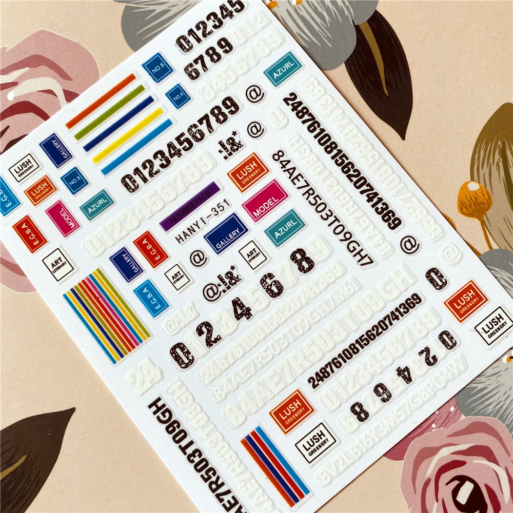 

HANYI-110-351 Arabic numerals digital 3D Back glue Nail decal Nail sticker Nail decoration Nail art Nail tool Nail ornament