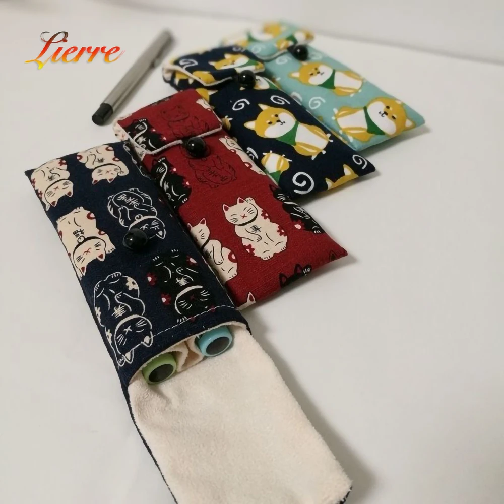 LierreRoom Pen Case for Two Pen Pouches Japanese Style Cloth Pen Cover 15.5cm Stylus Case for Apple Pencil 2 Protective Cover