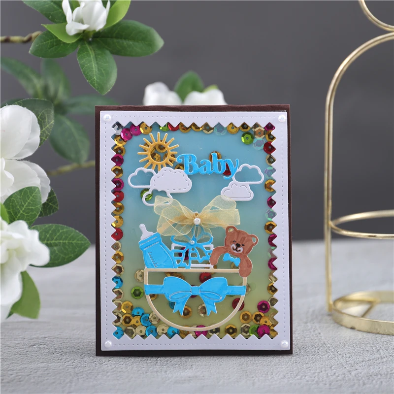 DiyArts Детские слово умирает корзина-медвежонок металлический Трафаретный