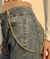 simple ccb bead imitation pearl waist chains keys chain ladies jeans key chain pants chain walletkey chain popular jewelry