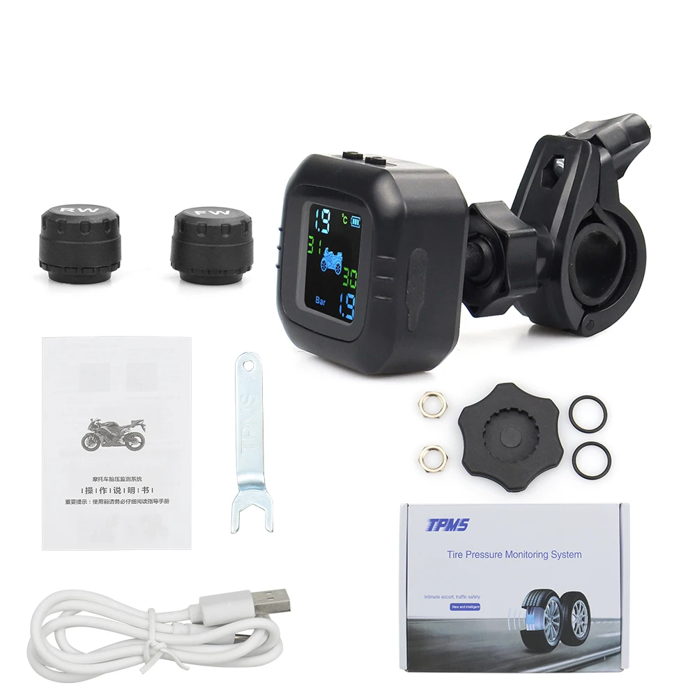 Система контроля давления в шинах мотоцикла с 2 внешними датчиками TPMS голосовой