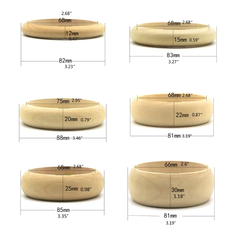 6 шт. деревянные браслеты из пустое дерево кольца натурального дерева | Украшения