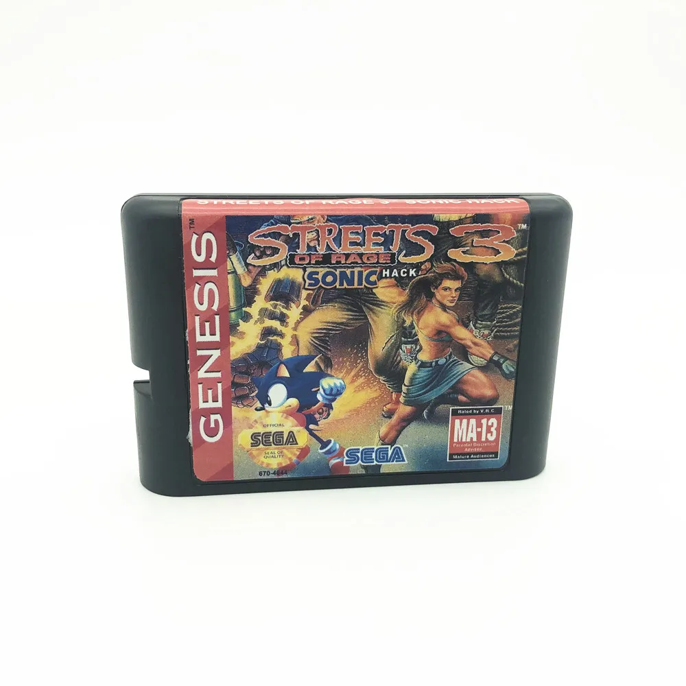 Карта для видеоигр Улица ярости 3 Sonic Hacks Sega Mega Mrive и бытовых 16-битных игр MD! |