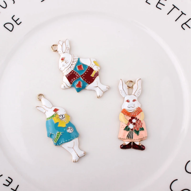 

50MM 20Pcs Mix Styles KC Gold Color Alloy Cute Rabbit Pendants Jewelry Charms Jewelry Findins Accessoires