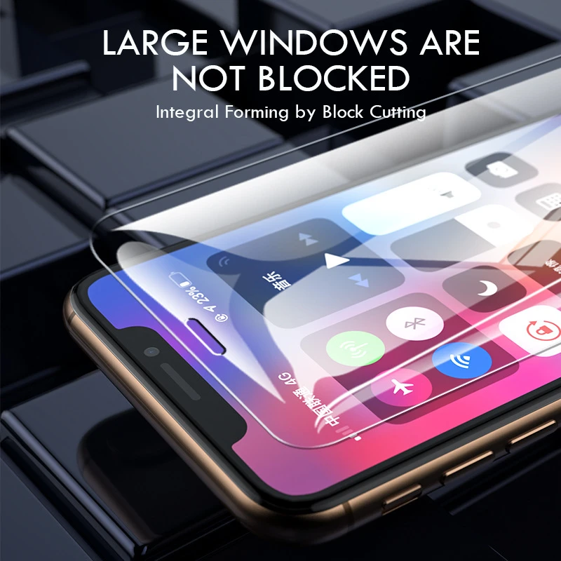 

50pcs/lot Protective tempered glass for iphone X XR XS max 11 12 pro Max glass iphone 7 8 x screen protector glass on iphone 7s