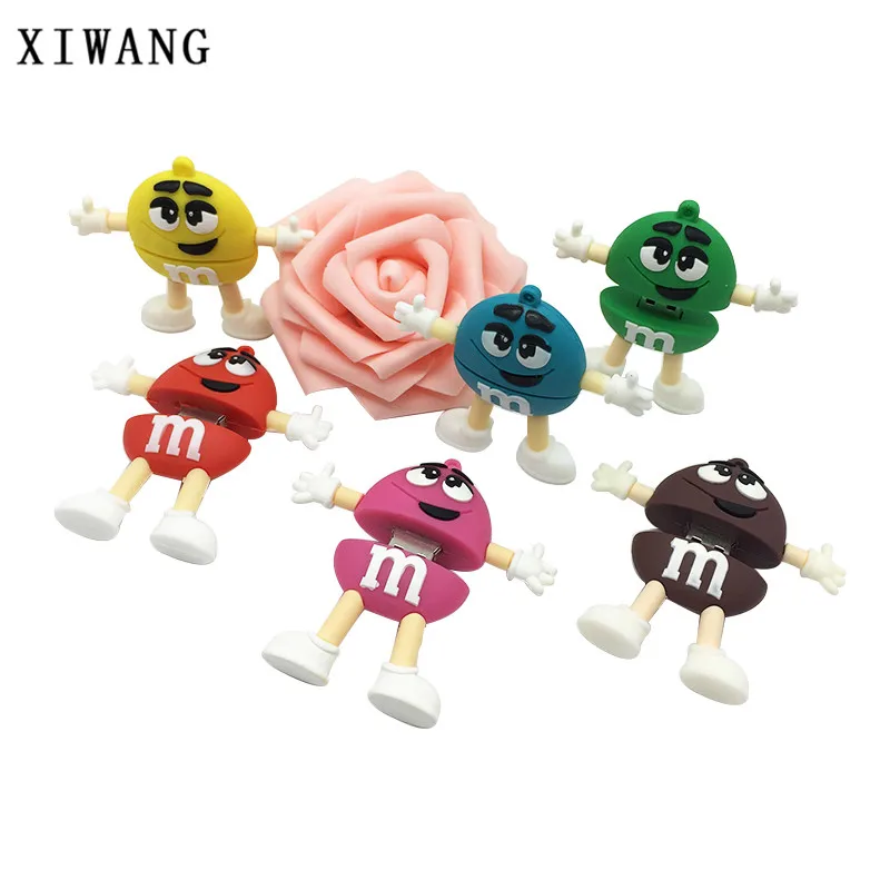 

USB Flash Drive 128gb Cartoon M & M Chocolate Bean usb 2.0 4GB 8GB Pendrive 16GB pen drive 32GB 64GB usb Memory Stick free ship
