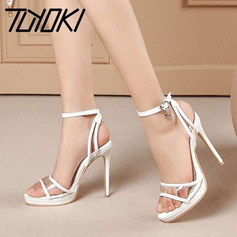 

Tuyoki Sexy Thin Heel Sandals Ankle Buckle Platform High Heel Shoes Woman Office Ladies Party Wedding Mujer Shoes Size 28-52