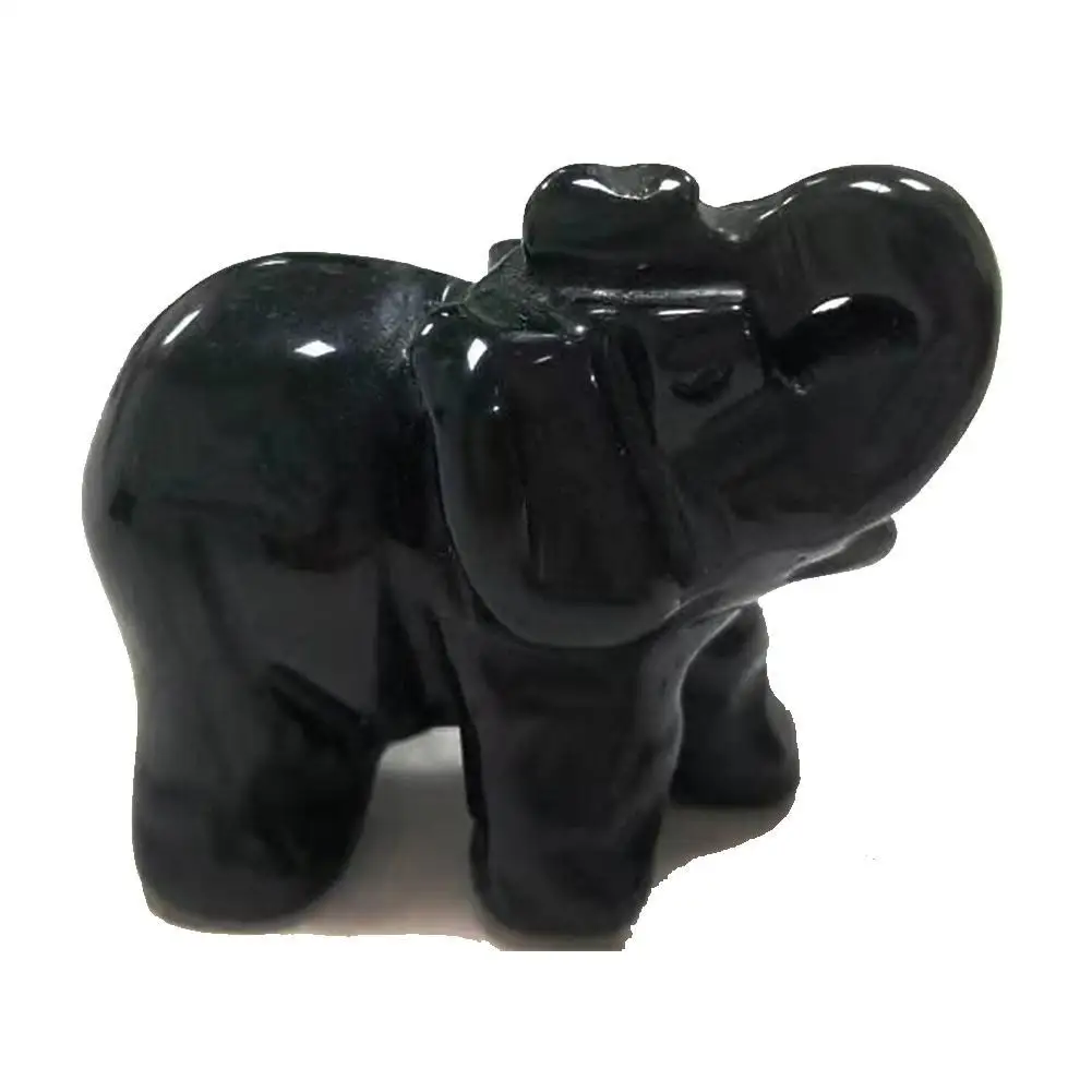 Статуя слона резной натуральный хрустальный камень полированный кварц