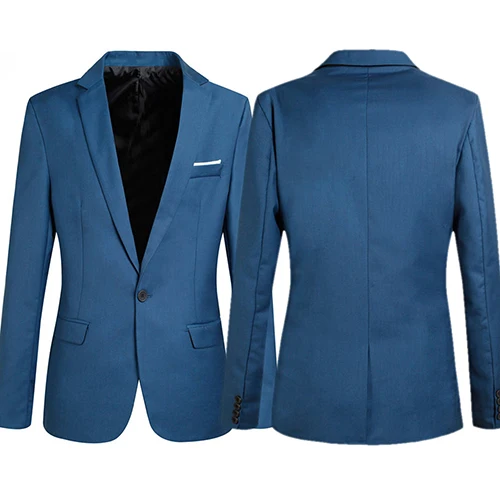 

Men's Solid Color Step Collar Slim Blazer Formal Business Wear One Button Suit Blazer Korean Style Slim Men Suit Coat Casual