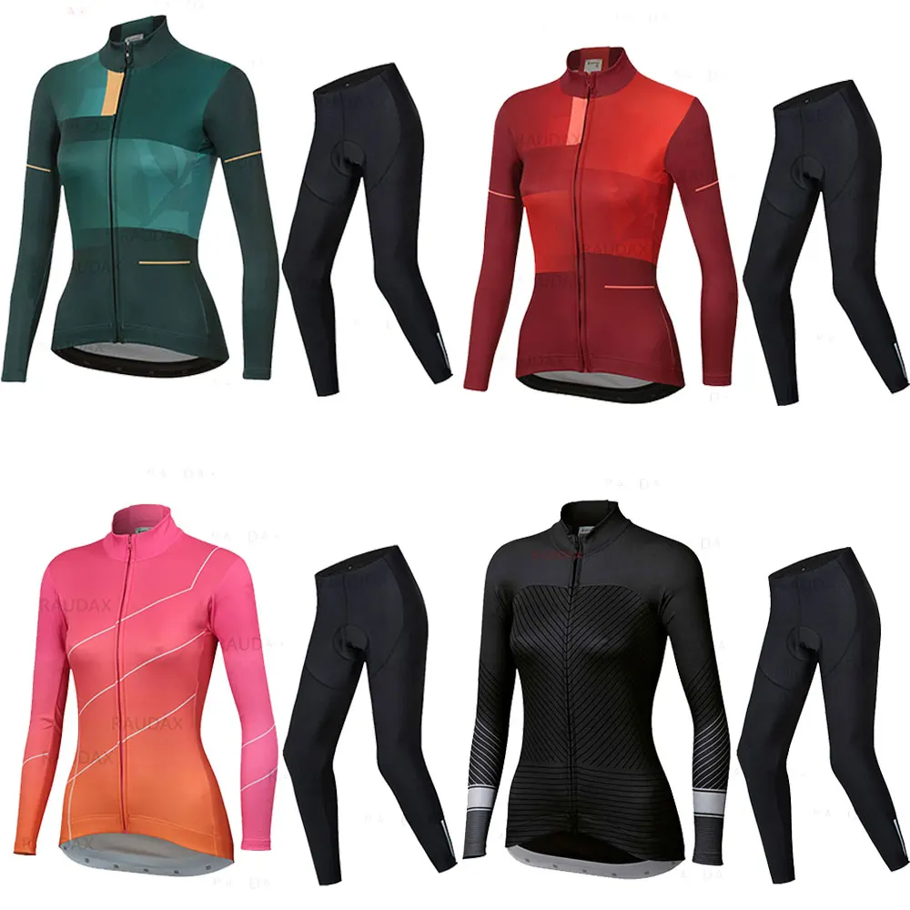 

2022 Women's Summer Long Sleeves Cycling Jersey Set Breathable Anti-UV MTB Outdoor Cycling Sport Bike Clothing Ciclismo Mujer