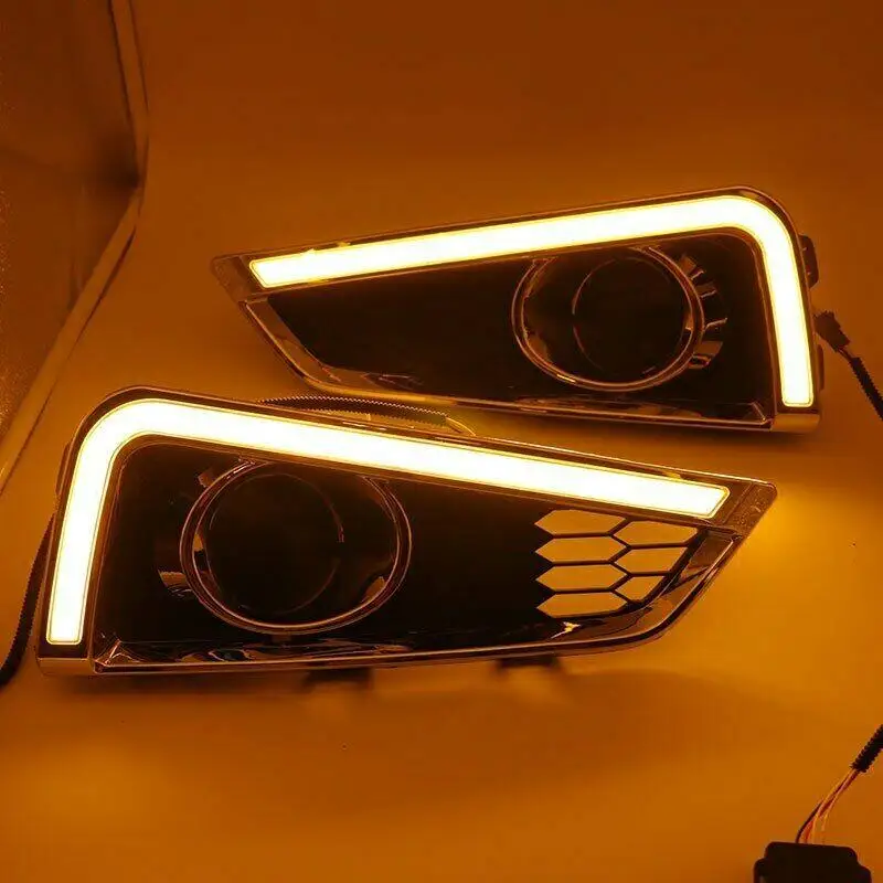 

For Honda City 2015 2016 Car LED Daytime Running Light DRL Yellow Turning 2PCS