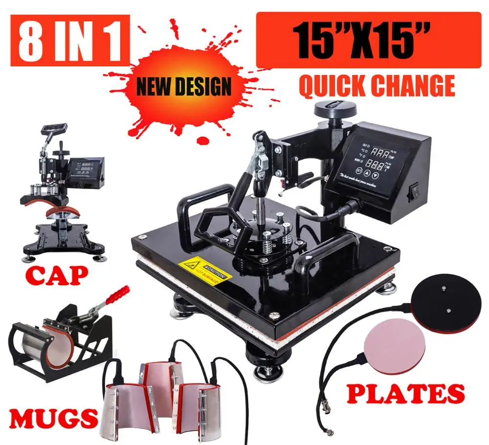 Комбинированный термопресс 8 в 1 машина для сублимации/термопечати термопередачи