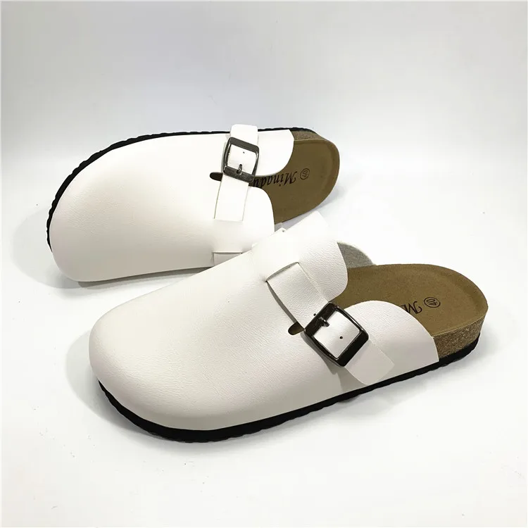 white Smooth surface KINE PANDA/пара тапочек; женские и мужские сандалии на пробковой подошве для взрослых; женские повседневные пляжные сандалии-гладиаторы на плоской подошве; домашняя обувь с пряжкой и ремешком; Размеры 35-44 - Цвет: white Smooth surface