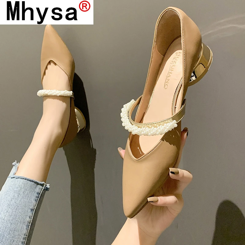 

Туфли-лодочки Asakuchi женские, кожа, заостренный носок, пряжка, повседневная элегантная обувь на плоской подошве, лето 2021