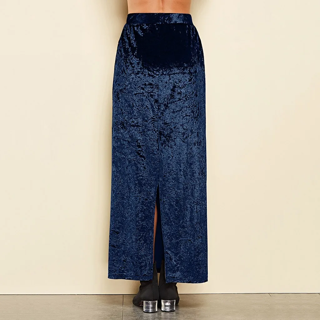 В наличии новая женская мода Высокая талия юбка однотонная темпераментная