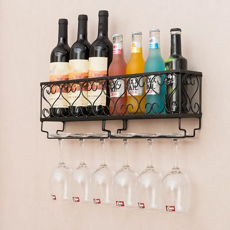 1PC Wine Rack Cup Glass Holder Display Bar Shelf Wall Mounted Bottle Champagne Glass Hanger Holder Bar Organizer for Kitchen