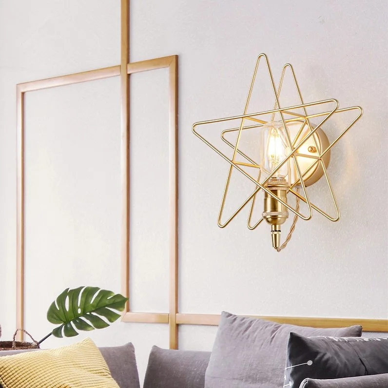 

Modern Nordic Minimalist Wall Lamp Creative Lron Led Star Light For Living Room Aisle Bedroom Bedside Lamp Study Room Cafe E27