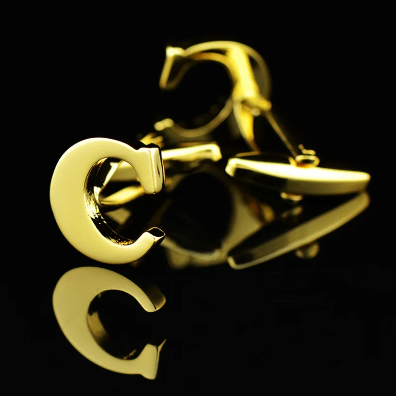 26 английские буквы Модные мужские ювелирные изделия Золотой Цвет Медь рубашки