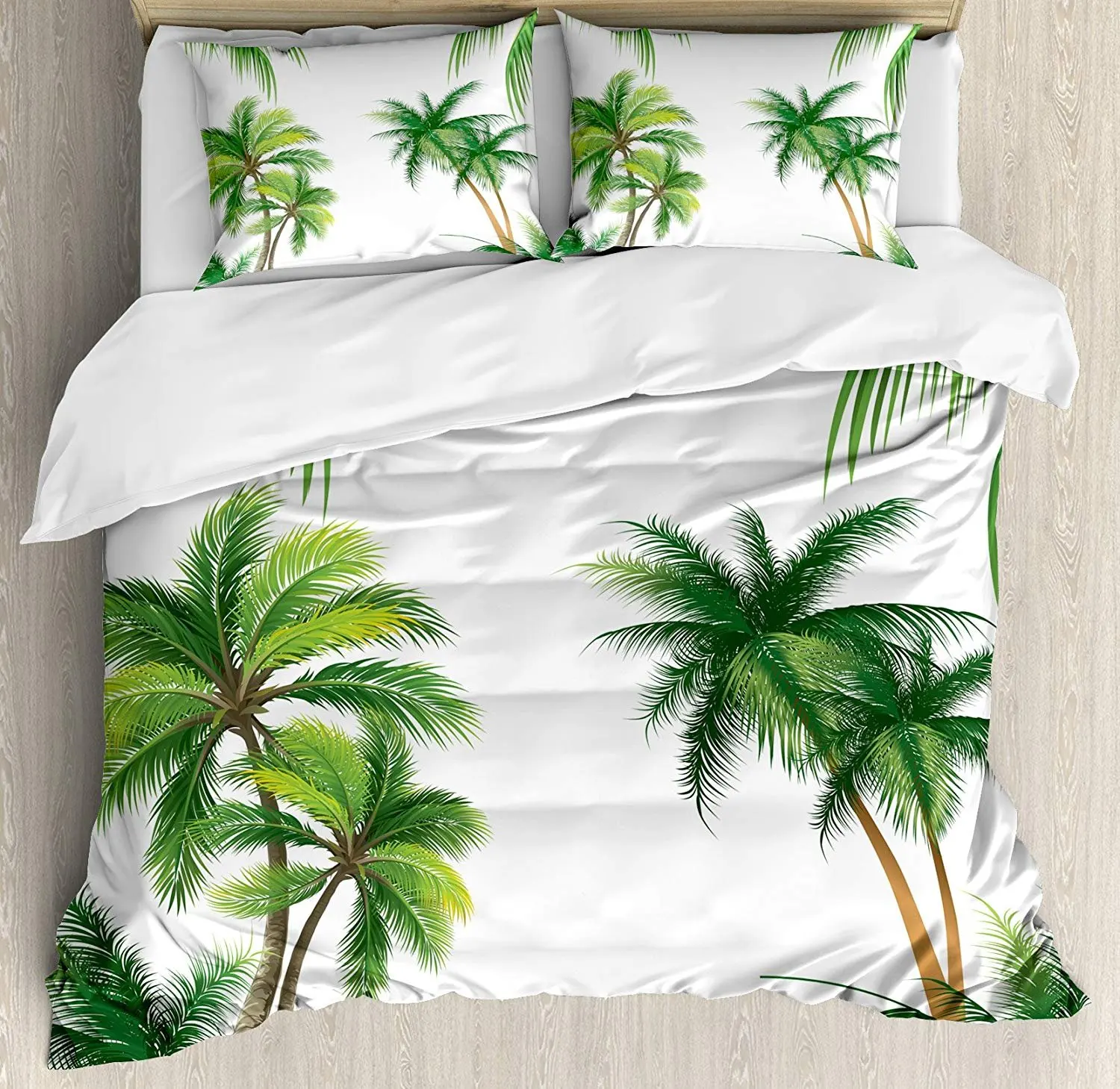 

Tropical Bedding Set Coconut Palm Tree Nature Paradise Plants Foliage Leaves Digital Illustration Duvet Cover Pillowcase Bed Set