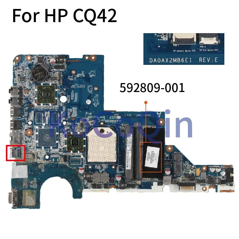 

For HP G42 G62 CQ42 CQ62 Socket S1 Laptop Motherboard DA0AX2MB6E1 592809-001 592809-501 Notebook Mainboard